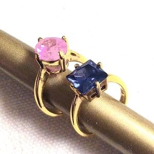 14k Gold over Sterling Silver Rings *size 5*  Pink Sapphire and Tanzanite